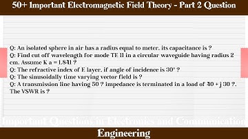 MCQ Questions Electromagnetic Field Theory - Part 2 with Answers