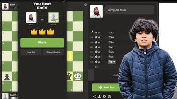 I BEAT EMIR BOT WITH 1000 RATING IN CHESS.COM