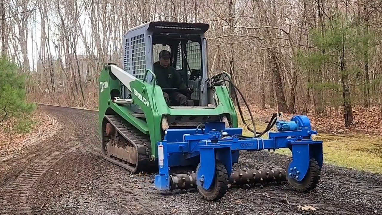 Harley Raking and Rolling the Driveway - YouTube