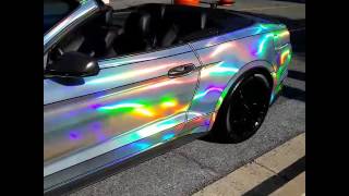 2015 mustang gt convertible holographic chrome wrap