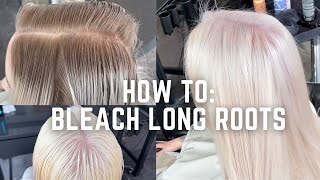 How to bleach long roots to white blonde tutorial  platinum bleach out
