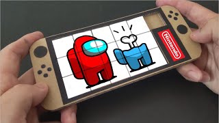How to make Nintendo Switch OLED Among Us Cardboard Puzzle Game｜Cardboard Game Paper Craft DIY screenshot 4