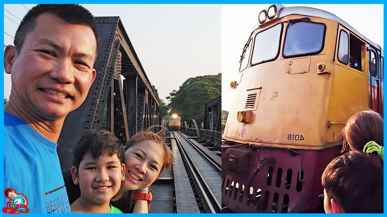 น้องบีม | ดูรถไฟแบบใกล้ชิด เที่ยวกาญจนบุรี สะพานข้ามแม่น้ำแคว X คลิปไลฟ์สด
