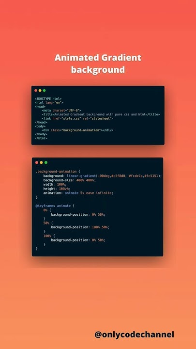 Animated Gradient background with pure css and html #css#frontend #html ...