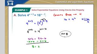 3-4 Example 1 Solve Exponential Equations Using the 1 to 1 Property