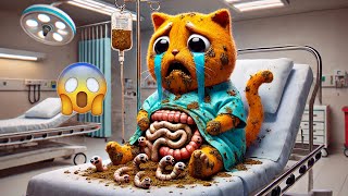 Cat Belly Contain Many Worms😭😭😱