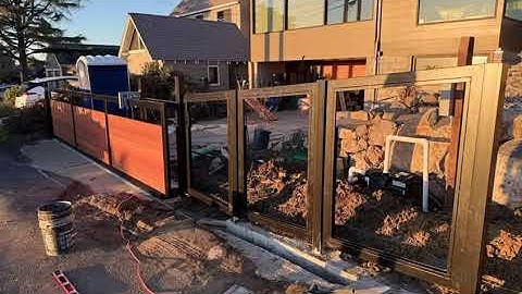 Modern Redwood Sliding Gate Installation in Bay Area | Automatic Gate Mates