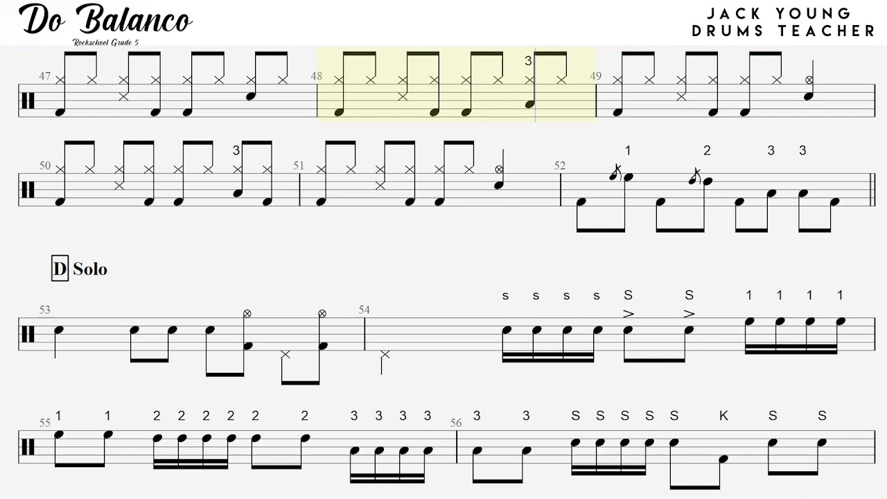 How to play Do Balanco 🥁 on Drums - Rockschool Grade 5