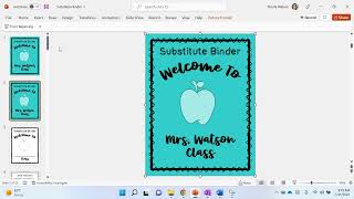 Substitute Binder - Cover Page
