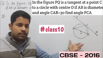 In the figure pq is a tangent at a point c to a circle with centre o if ab is diameter angle cab=30