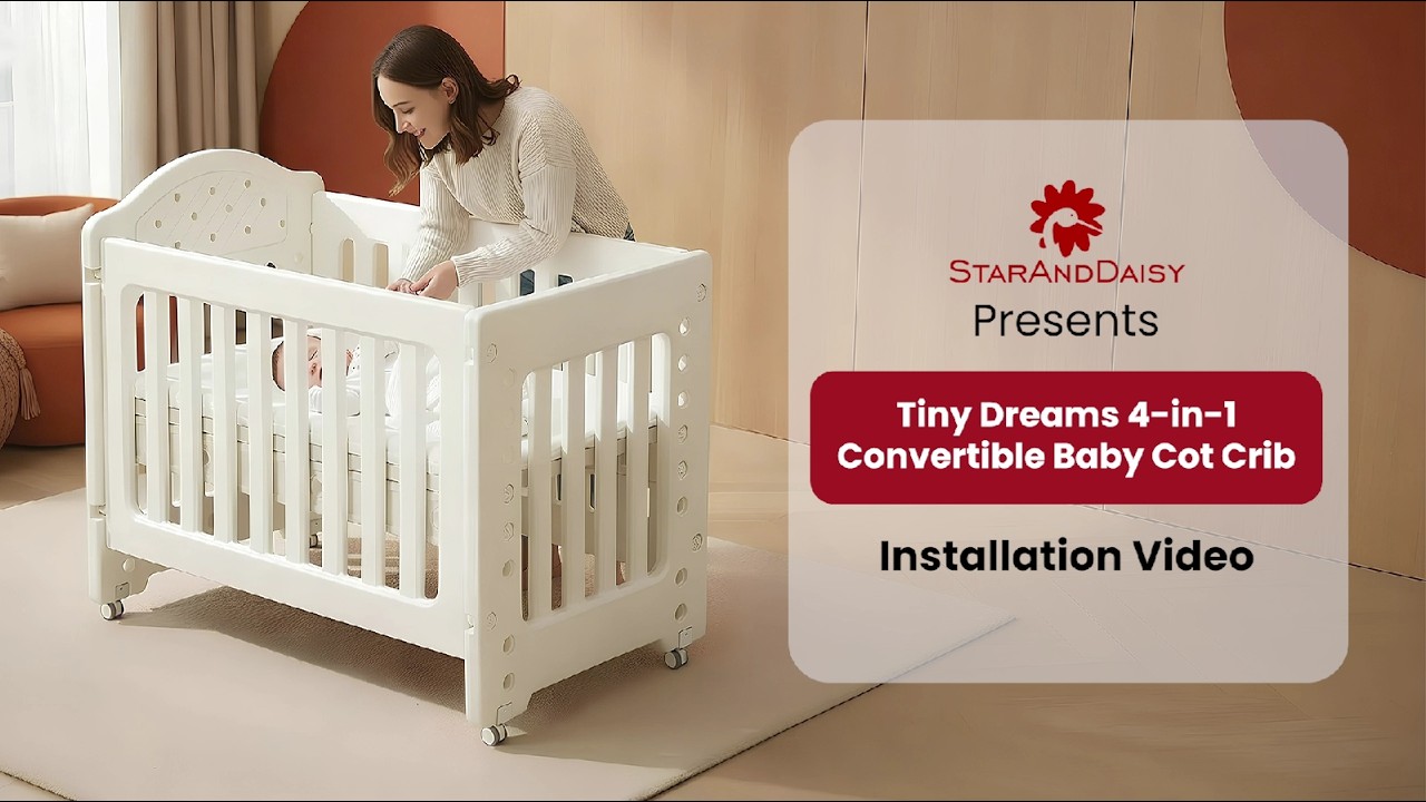 StarAndDaisy Tiny Dreams 4-in-1 Convertible Baby Cot Crib with Adjustable Height
