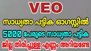 KERALA PSC I VEO RANK LlST ഓഗസ്റ്റിൽ പ്രസിദ്ധീകരിക്കും. ഓരോ ജില്ലയിലും റാങ്ക് ലിസ്റ്റിൽ എത്രപേർ ?