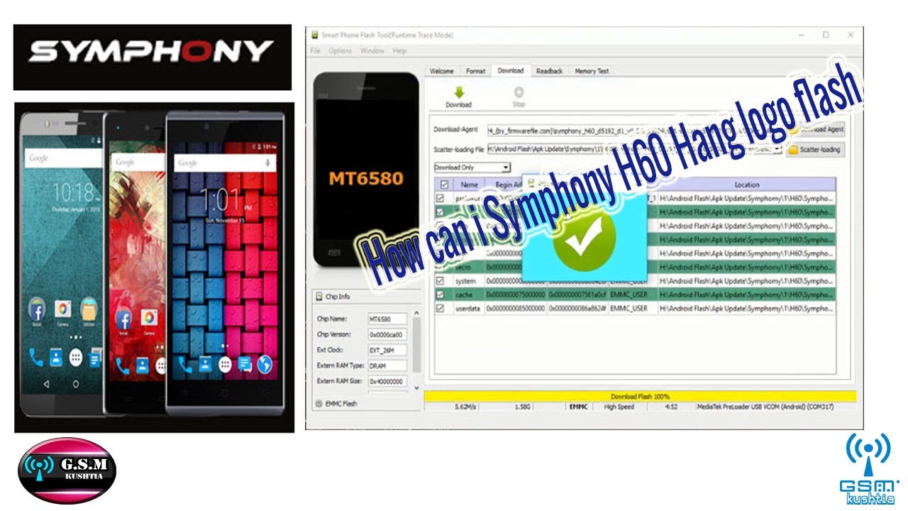 Symphony H60 Flash File// How can i Symphony H60 Hang logo flash//