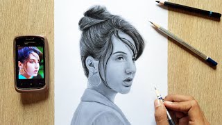 Drawing  Nora fatehi  | pencil sketch 