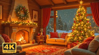 Cozy Christmas Eve Cabin by the Fireplace 🎅✨ Relaxing Christmas Music & Warm Holiday Atmosphere