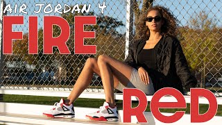 fire red jordan 4 womens