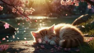 Cherry Blossom Lullaby🌸Relaxing Sleep Music with Falling Petals For Relaxation & Fall Asleep Fast✨