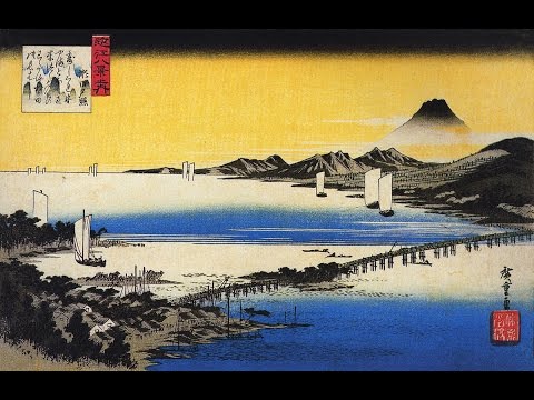 B47　陶板　近江八景　浮世絵　瀬田　夕照 B47 陶板 近江八景 浮世絵 瀬田 夕照