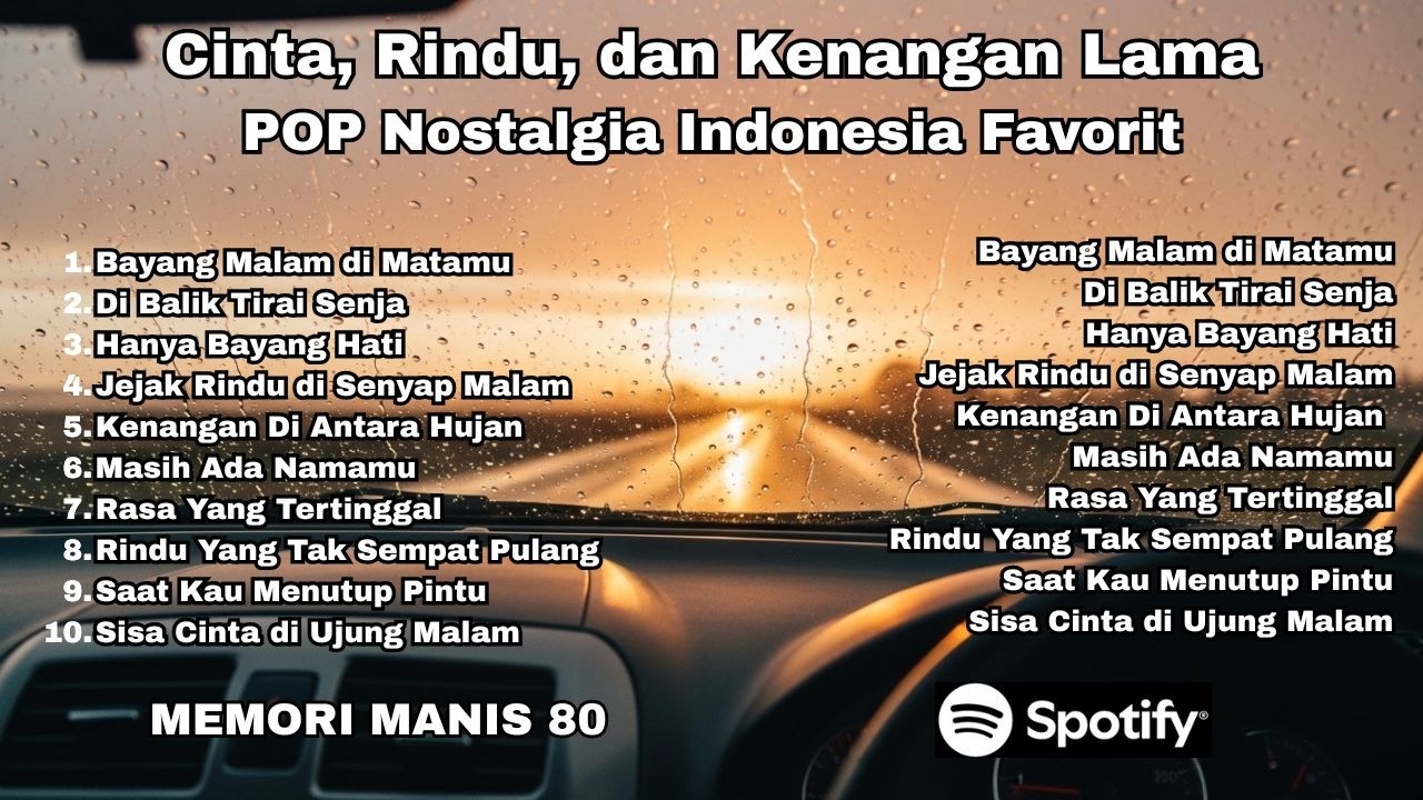 POP Nostalgia Indonesia Favorit | Cinta, Rindu, dan Kenangan Lama | MEMORI MANIS 80 (AI GENERATED)