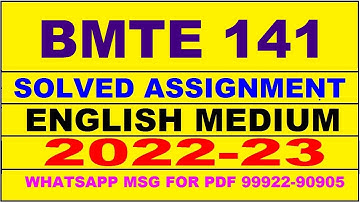 bmte 141 solved assignment 2022-23 in english | bmte 141 solved assignment 2022-23 | bmte 141 2023