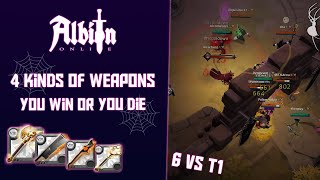 Albion Online 4 Kinds of weapons POV Vol. 10 / 6 VS T1 / Outpost PvP / Claps