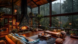Rainy Day Retreat  Tranquil Cabin Ambience with Soothing Jazz and Rain Sounds for Deep Sleep