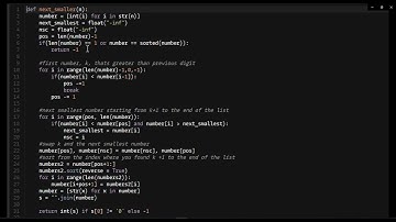 Python - Next Smaller Number With The Same Digits | Codewars 4KYU