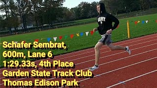 Schafer Sembrat 600m 1:29.33s, Garden State Track Club, Roxbury HS Senior, 10/31/20