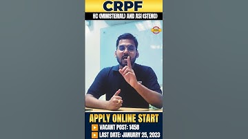 CRPF HC (Ministerial) and ASI (Steno) Apply Online Start || Vacant Post: 1458 || By Satydev Sir