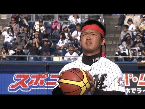 【プロ野球パ】ポイントの稼ぎどころ！選手による連続フリースロー対決 2014/11/22 ロッテファン感謝デー