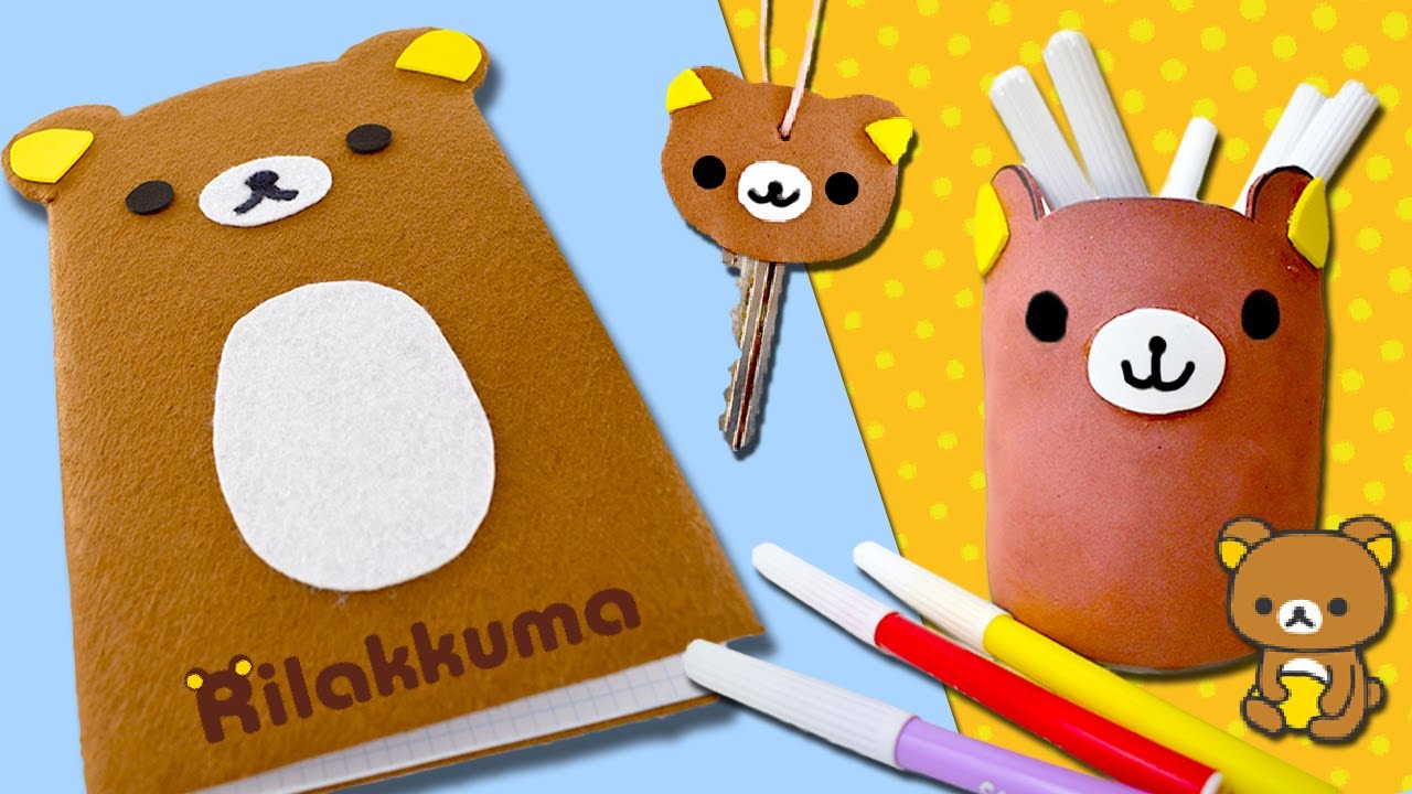 🐻 3 MANUALIDADES Kawaii de Rilakkuma 🐻 DECORA tu Libreta, Portalápices y Llaves FÁCIL