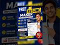 Free Resume Maker 🔥 | Naukri Campus Resume Builder | Freshers #Resume#Beginners friendly resume