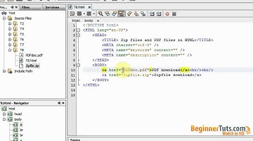 Beginner HTML tutorial # 8   Zip files and PDF files in HTML5