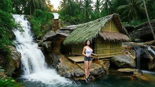 I Spent 7 Days Building a Bamboo Survival Shelter Beside a Waterfall | Alone in the Wild