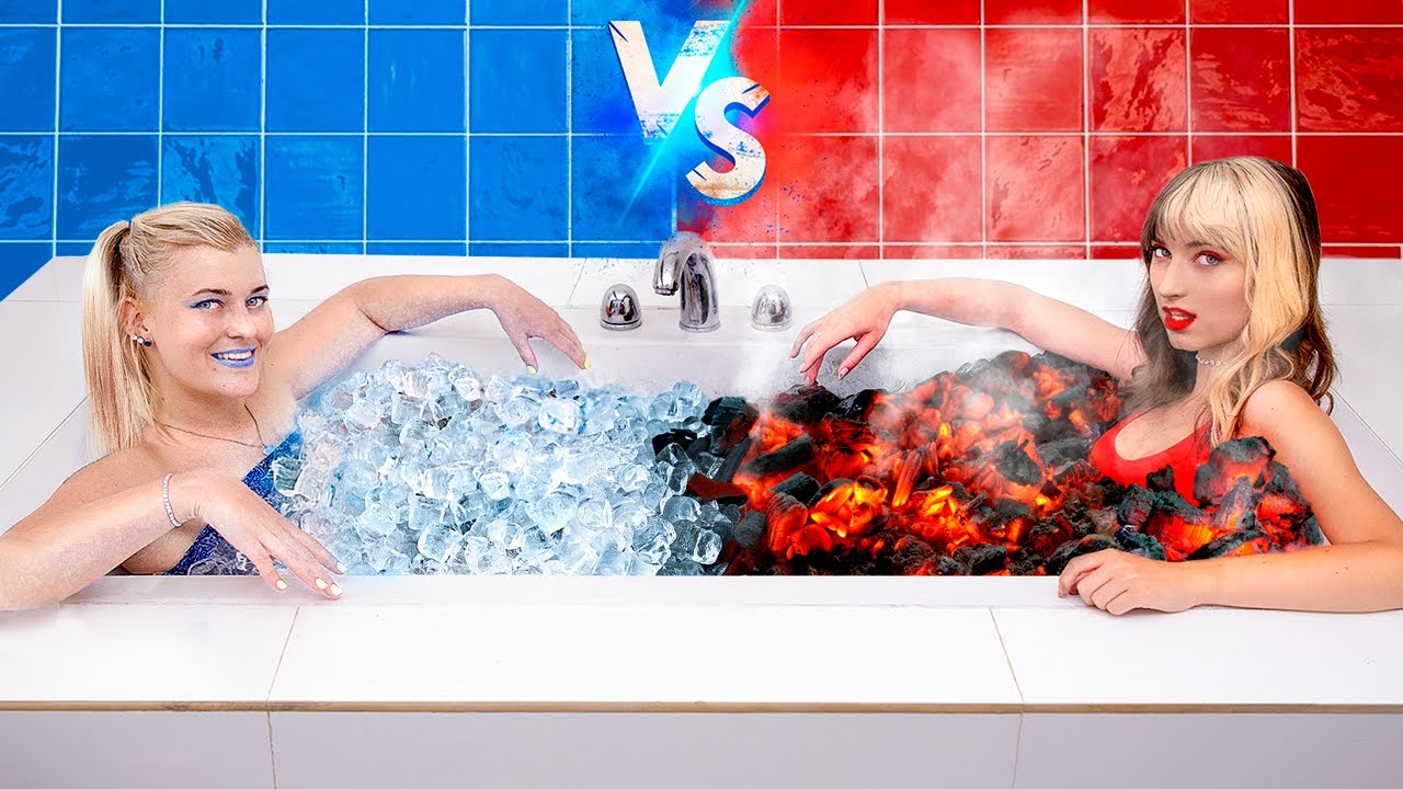 Hot Vs Cold Challenge Girl On Fire Vs Icy Girl Youtube 