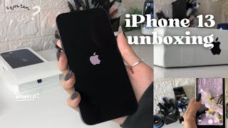 iPhone 13 (midnight 🖤) unboxing + accessories + camera test📷