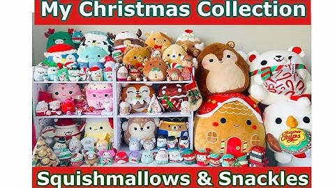 Playing and decorating with my Christmas collection of Squishmallows and Snackles. Unboxing plushies