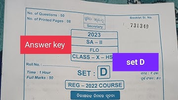 10th Class Sa2 Exam Mil Set D 2023 Answer Key