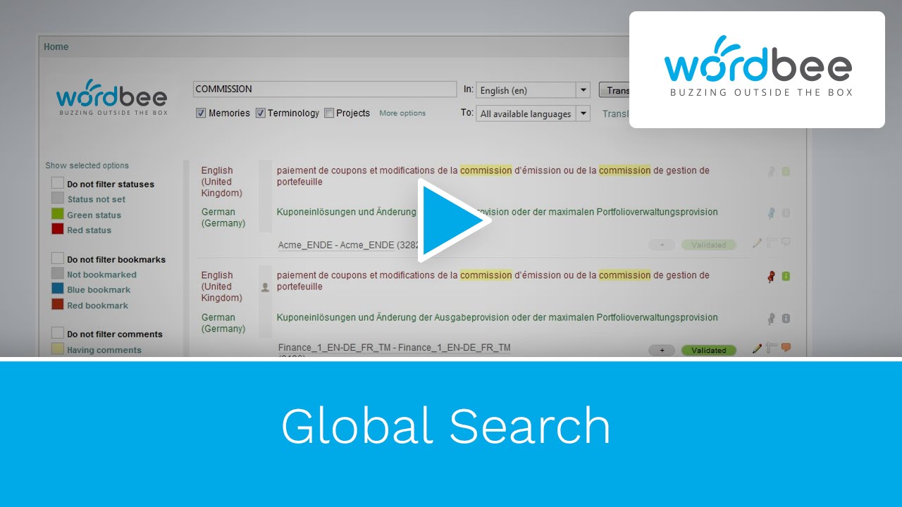 Discover "Global Search" function and find everything within your linguistic resources.