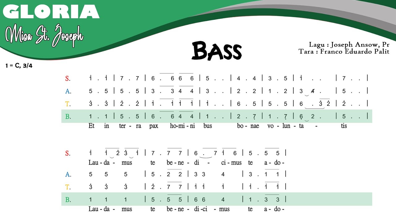 Gloria Misa St. Joseph | BASS | Not Angka