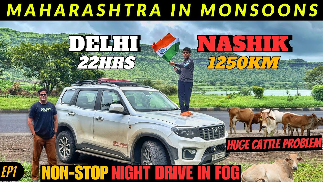 Maharashtra Roadtrip in Monsoons | EP1: Delhi to Nashik Non-Stop | #travelvlog #nashik #maharashtra