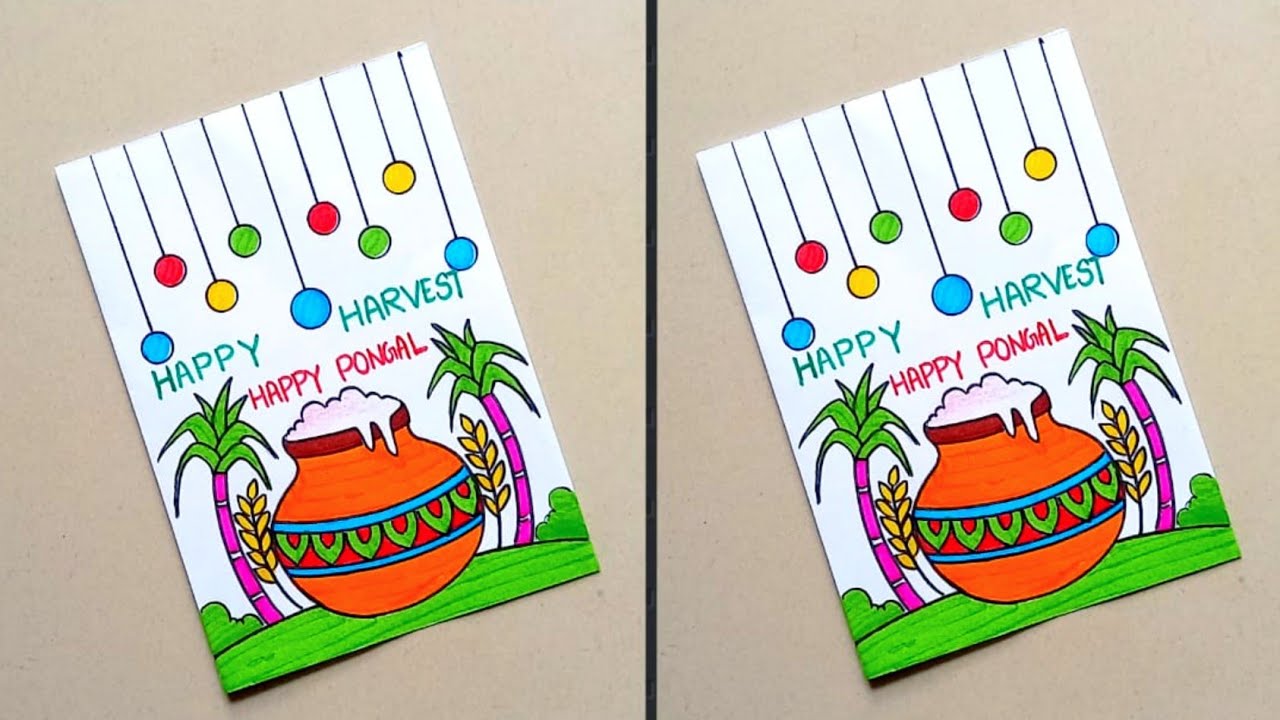 Pongal Card /Happy Pongal Greeting Card/Handmade Pongal Card Making/DIY Pongal Card Idea