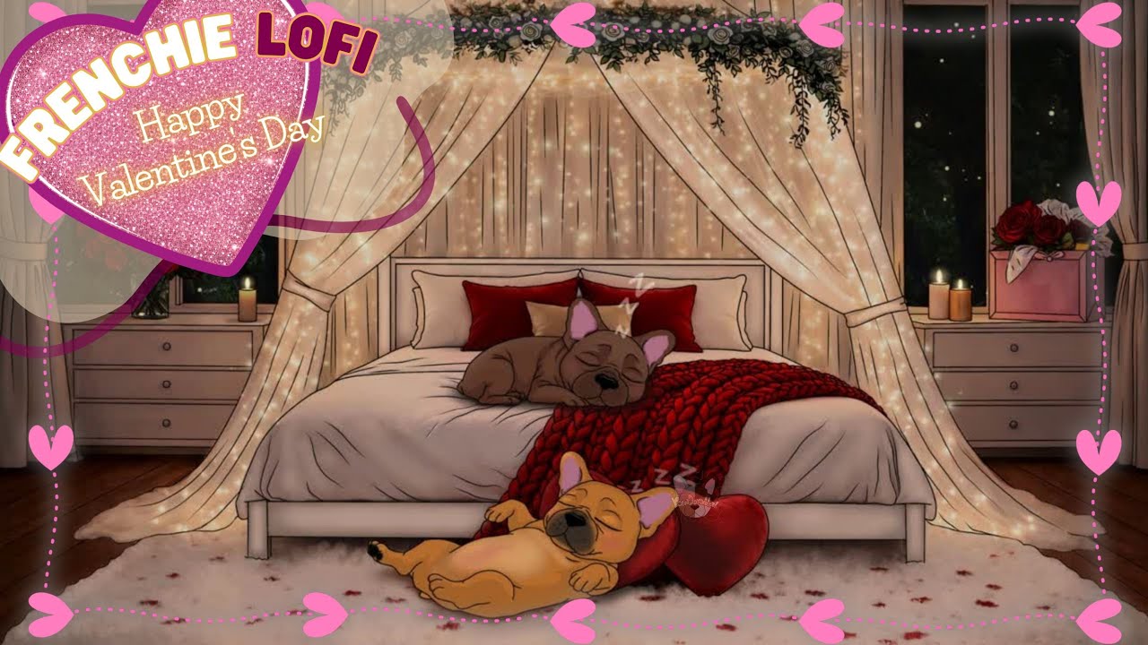 Valentine’s Day 2026 Frenchie Lofi 🐾 Romantic Sleep Jazz • Cozy Bedroom Ambience (2 Hours)