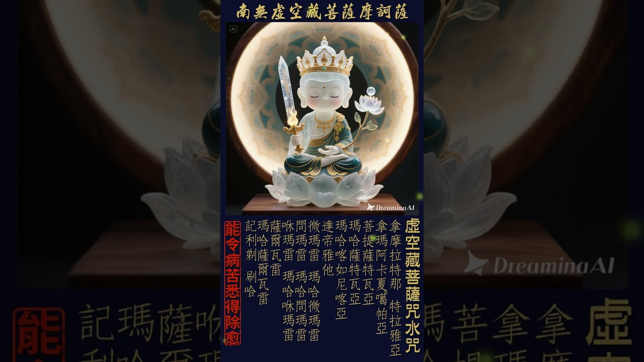 虛空藏菩薩咒水咒 | 此大神呪。能令病苦悉得除愈 | 每日持咒加持淨水，能除種種身心病痛、寒熱失調、鬼神惱害，速得安穩清淨，淨除病障、護身遠害、身心安泰#BuddhaMantra
