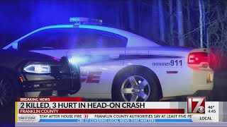 2 killed, 3 injured in Franklin County head-on crash
