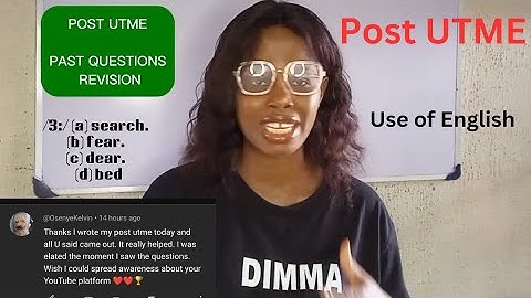 Post UTME Past Questions and Answers Tutorials and Revision #dimmatutorials