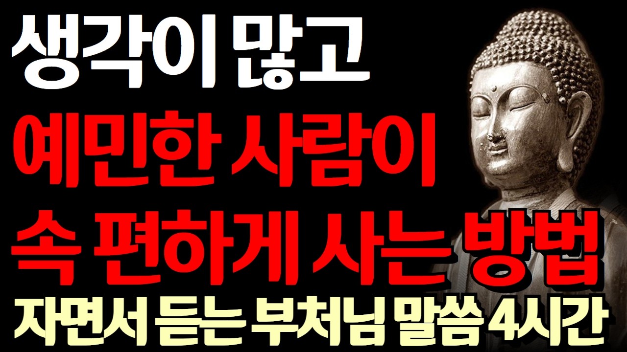 생각이 많고 예민한 사람들이 마음 편하게 사는 방법 I 나이가 들수록 불안해지는 마음을 잠재우는 법 I 고독하라 I 자면서 듣는 부처님 말씀 4시간 l 지혜 I 오디오북 I 철학