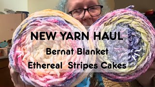 New Yarn Unboxing. Bernat Blankets Ethereal Stripes. Beautiful colours. 