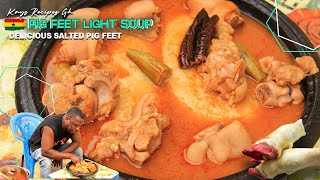 Authentic Salted Pig Feet Light Soup & Fufu || Ghanaian Prepared Pork Light Soup