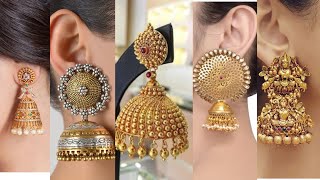 Heavy Bridal Gold Jhumka Designs  Latest Gold Jhumkas  Apsara Fashions   Indian gold jewellery design Fancy jewellery designs Bridal gold  jewellery designs